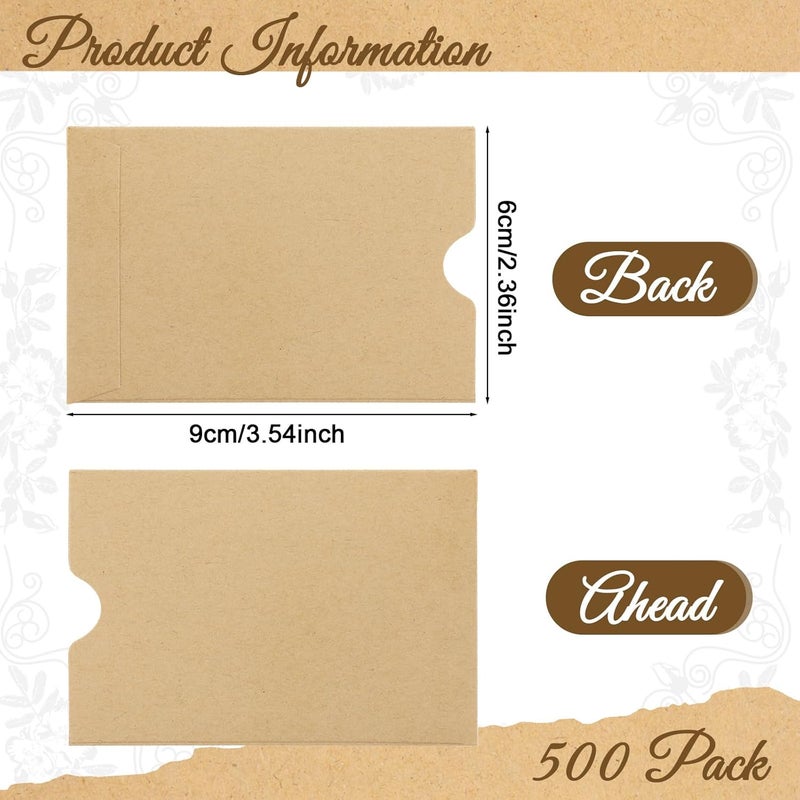 Tinsky 500 Pack Gift Card Envelopes 2.4 X 3.5 Inches Paper Credit Card Sleeve Key Card Holder for Protector Business Party Office (Brown) - Image 5
